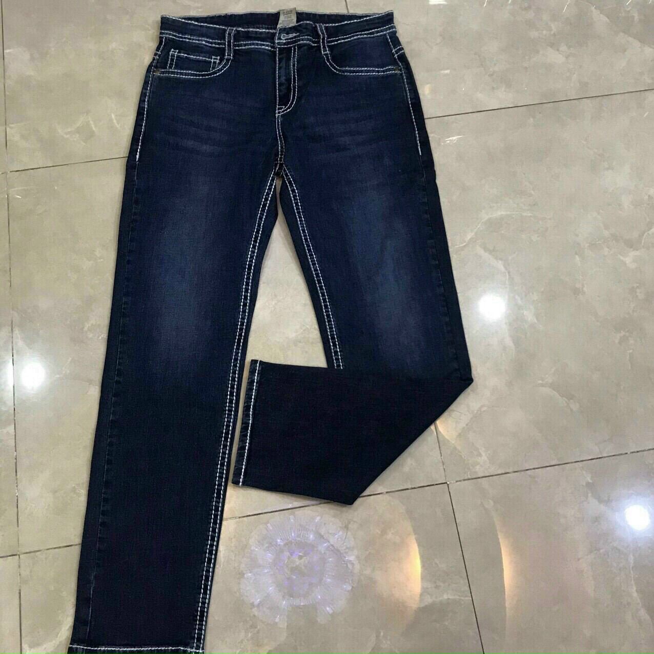 Quần jeans nam dài chỉ nổi hai màu đậm nhạt