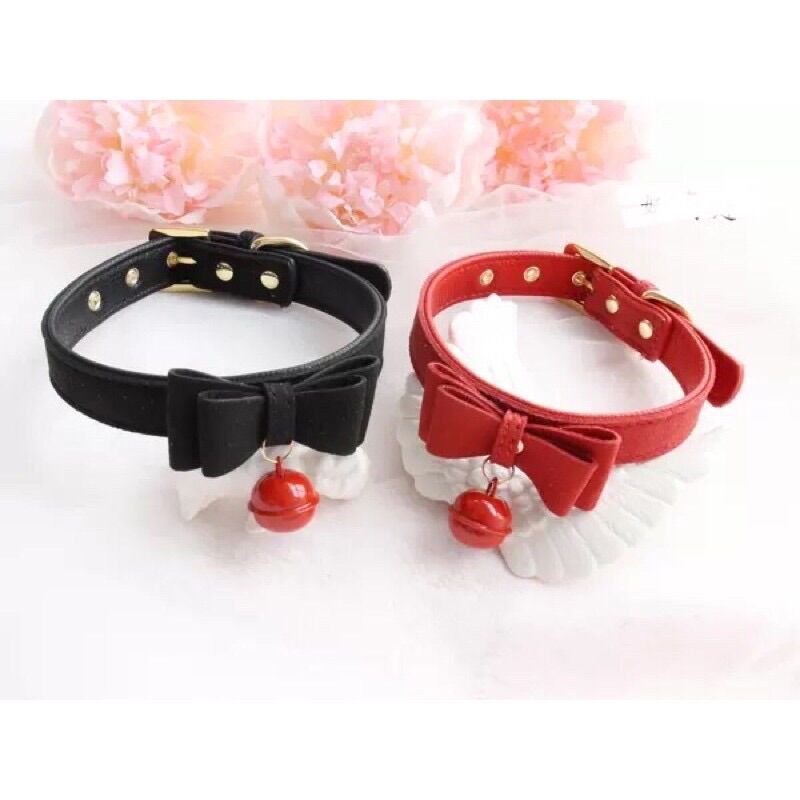 Vòng cổ choker nữ da lộn gắn chuông