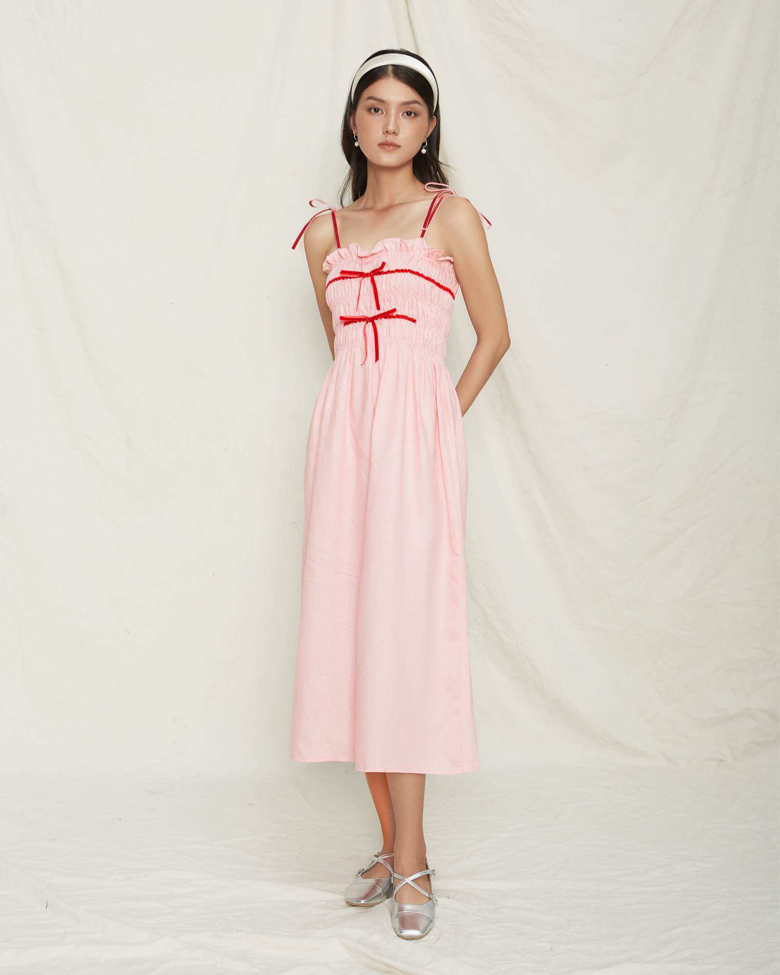 FIGANDTONKA| Đầm linen hồng cao cấp - 𝗠𝗢𝗡𝗔𝗖𝗢 𝗗𝗥𝗘𝗦𝗦