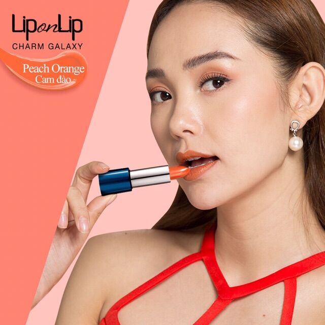Son lip on lip charm galaxy màu cam đào