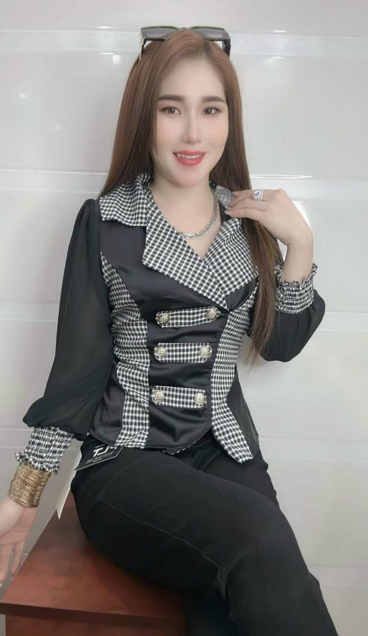 Áo kiểu phối ca ro