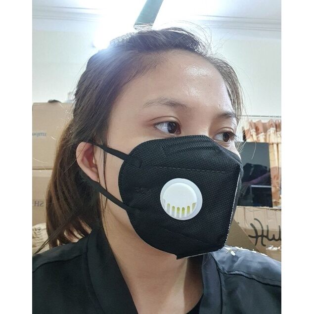 Khẩu trang y tế N95 MÀU ĐEN CÓ VAN THỞ (set 10 chiếc)