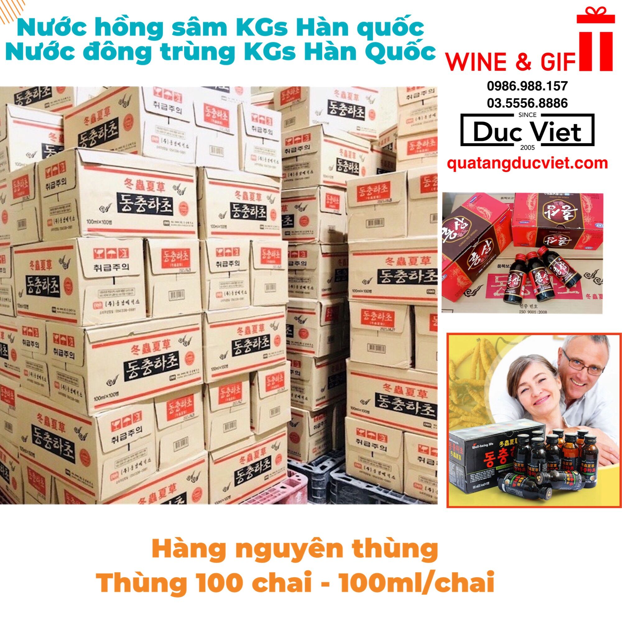 Nước hồng sâm/ Đông trùng chai hàn quốc 100 chai
