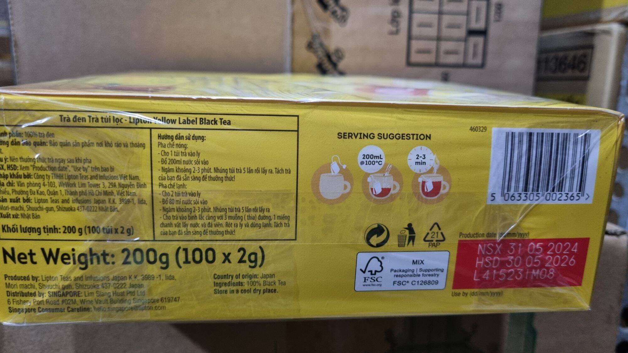 Trà lipton túi lọc 100 gói (hàng công ty VN)