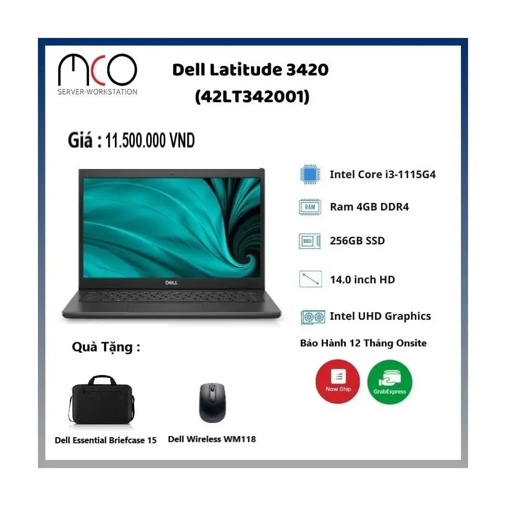 [Nhập RAISINGSTAR18, giảm 30k cho đơn 99k]Laptop Dell Latitude 3420 42LT342001 i3-1115G4/4GB/256GB/Intel UHD/Fedora