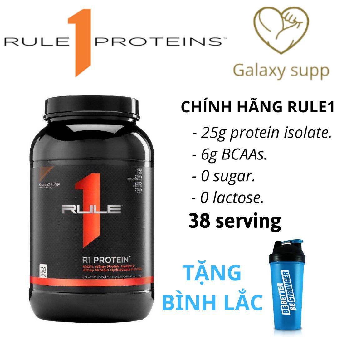 ( Tặng Bình Lắc ) Whey Protein Rule 1 R1 Tăng Cơ 25Lbs ( 38 Serving)