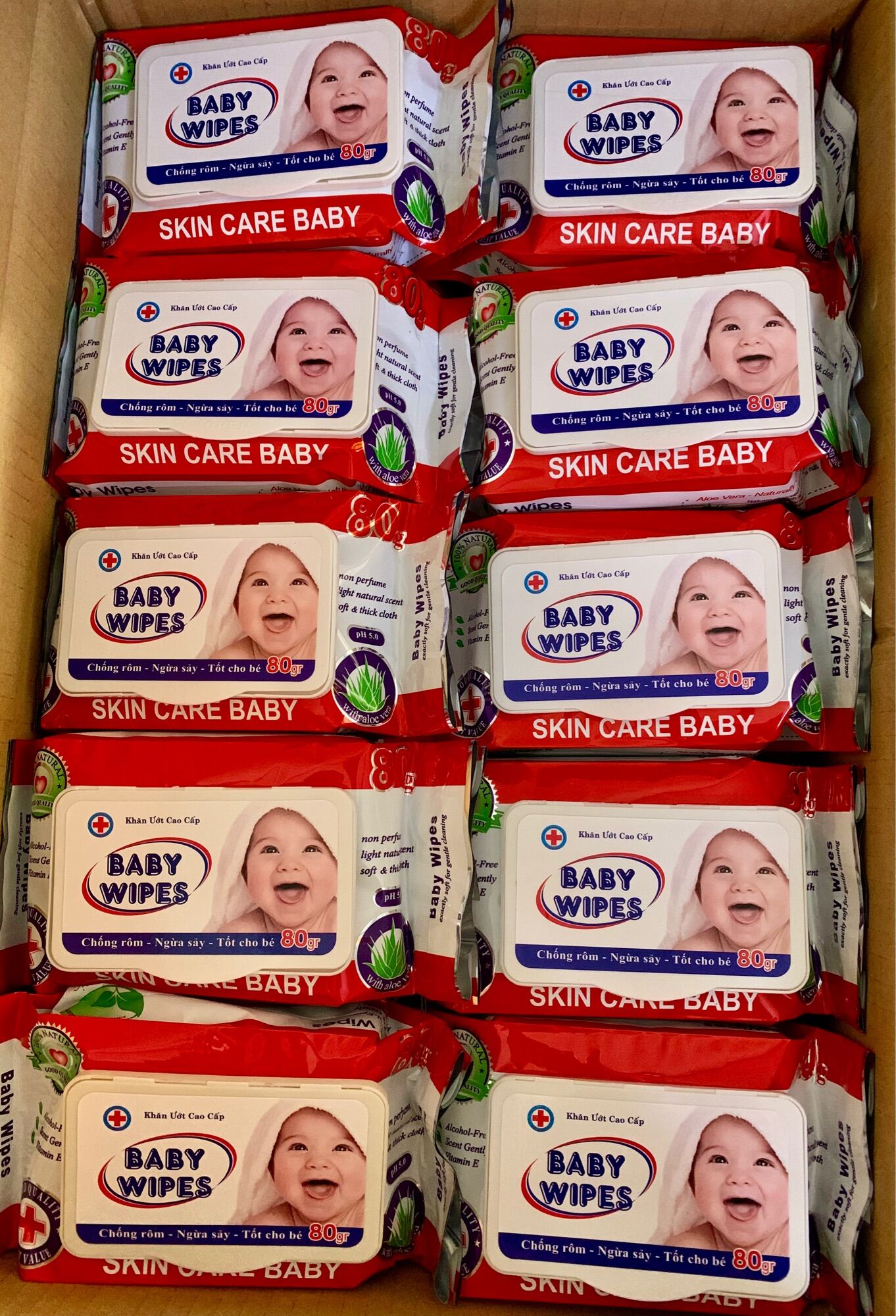 Khăn giấy ướt Baby Wipes 80g set 5 bịch