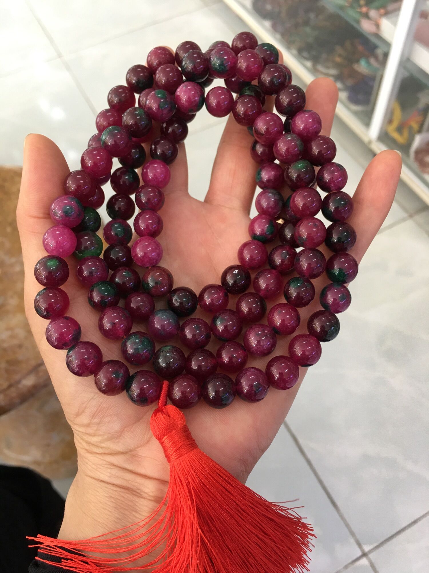 Chuỗi 108 hạt ruby nam phi hạt 10li