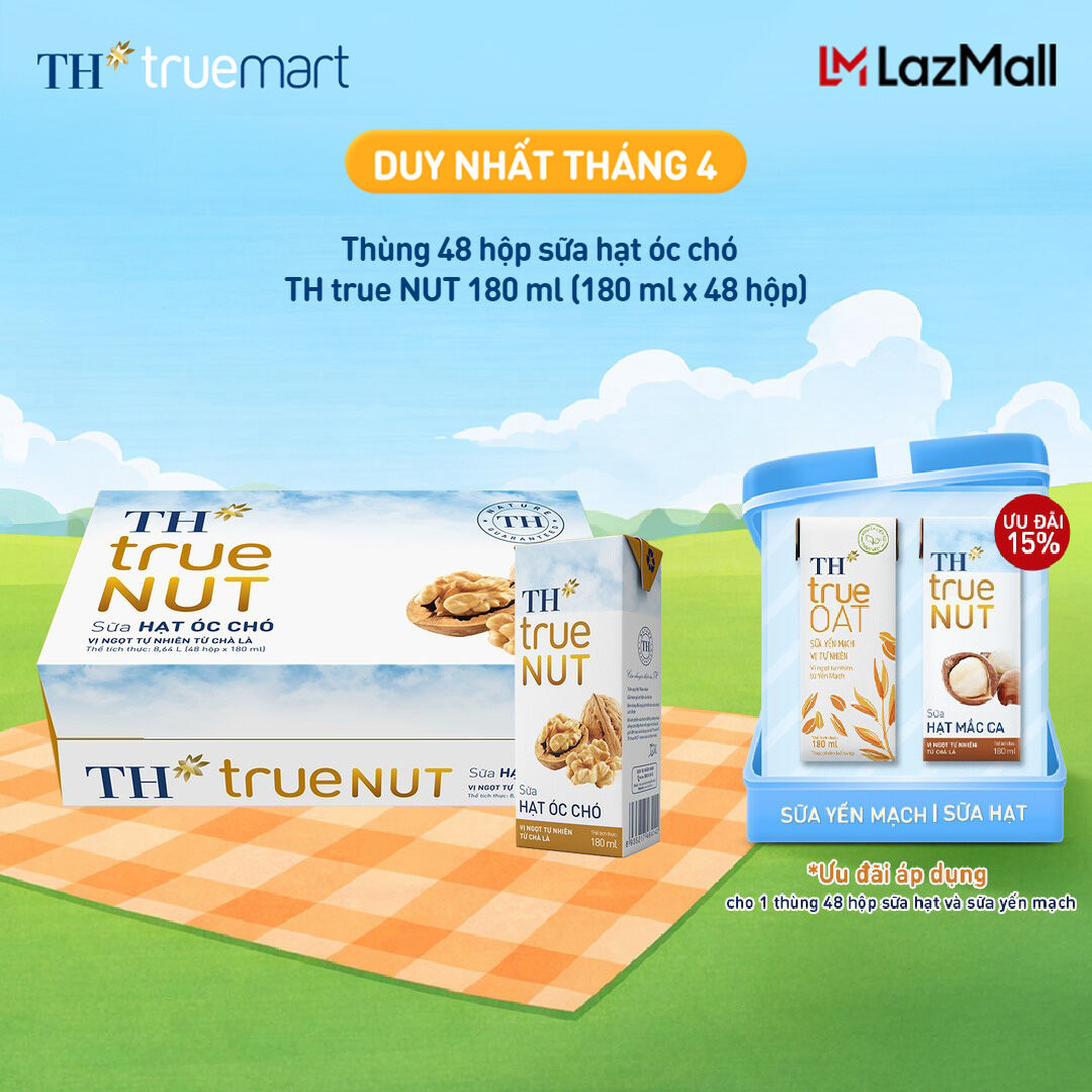 Thùng 48 hộp sữa hạt óc chó TH true NUT 180 ml (180 ml x 48)