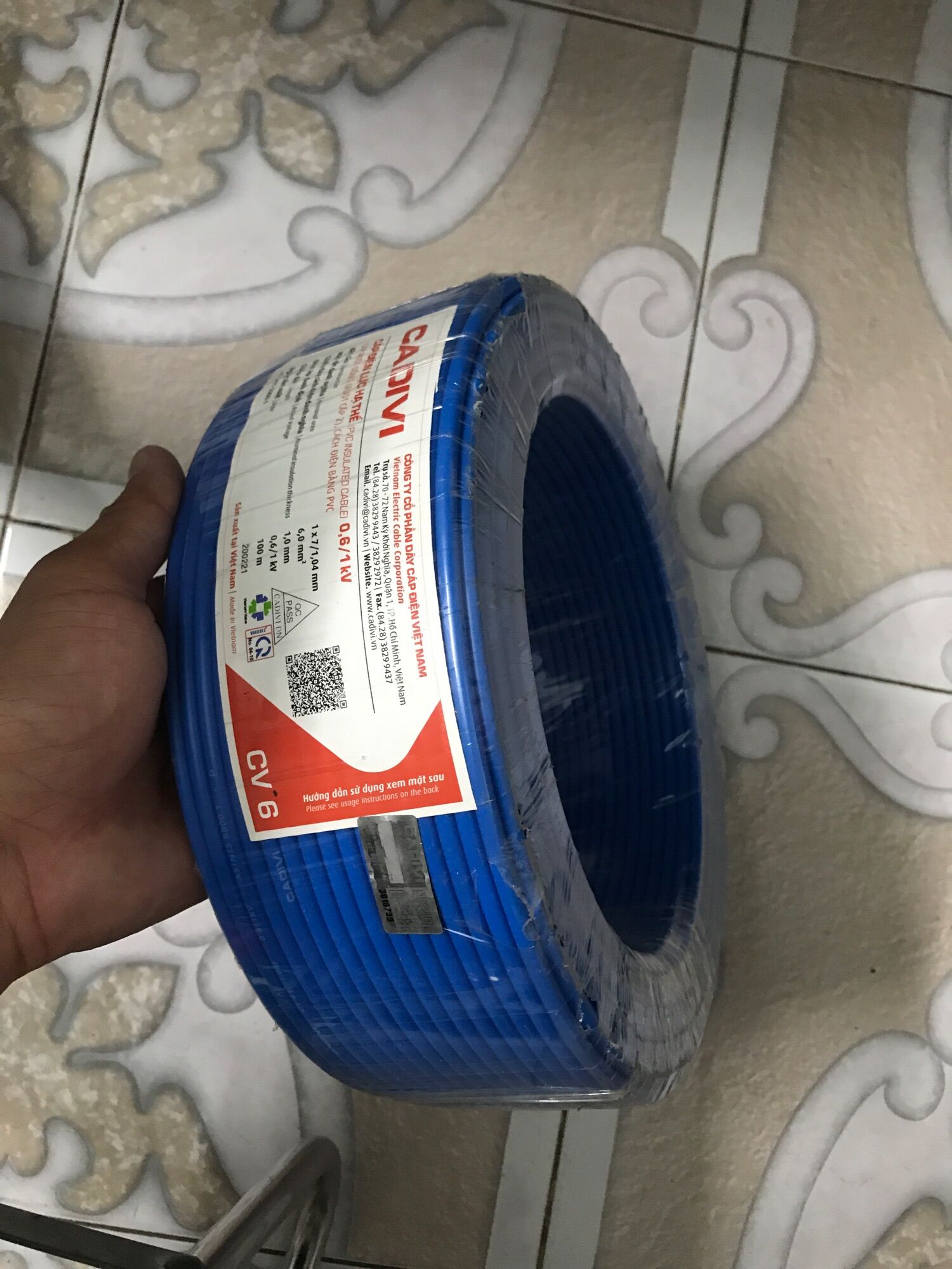 Dây điện Cadivi 6.0 đơn 7 sợi (cuộn 100 mét)