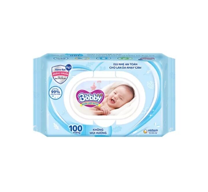 4 GÓI KHĂN ƯỚT BOBBY 100 MIẾNG KHÔNG MÙI