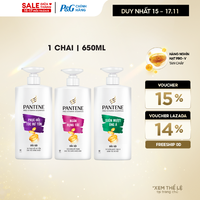 Dầu Gội PANTENE Pro-Vitamin Ngăn Rụng Tóc/ Phục Hồi Hư Tổn/ Suôn Mượt Óng Ả/ Dưỡng Mềm Mượt/ Sạch Gàu Chai 650ML
