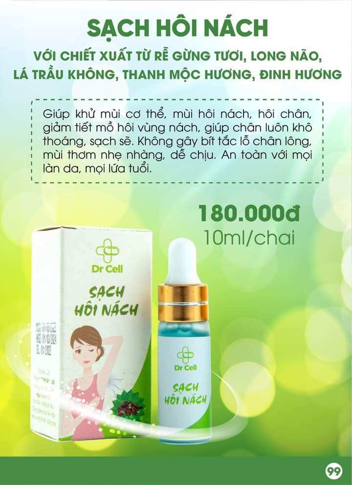 Sạch Hôi Nách - Dr Cell (5ml/1 chai- hộp 2 chai) Khử Mùi Hôi Cơ Thể