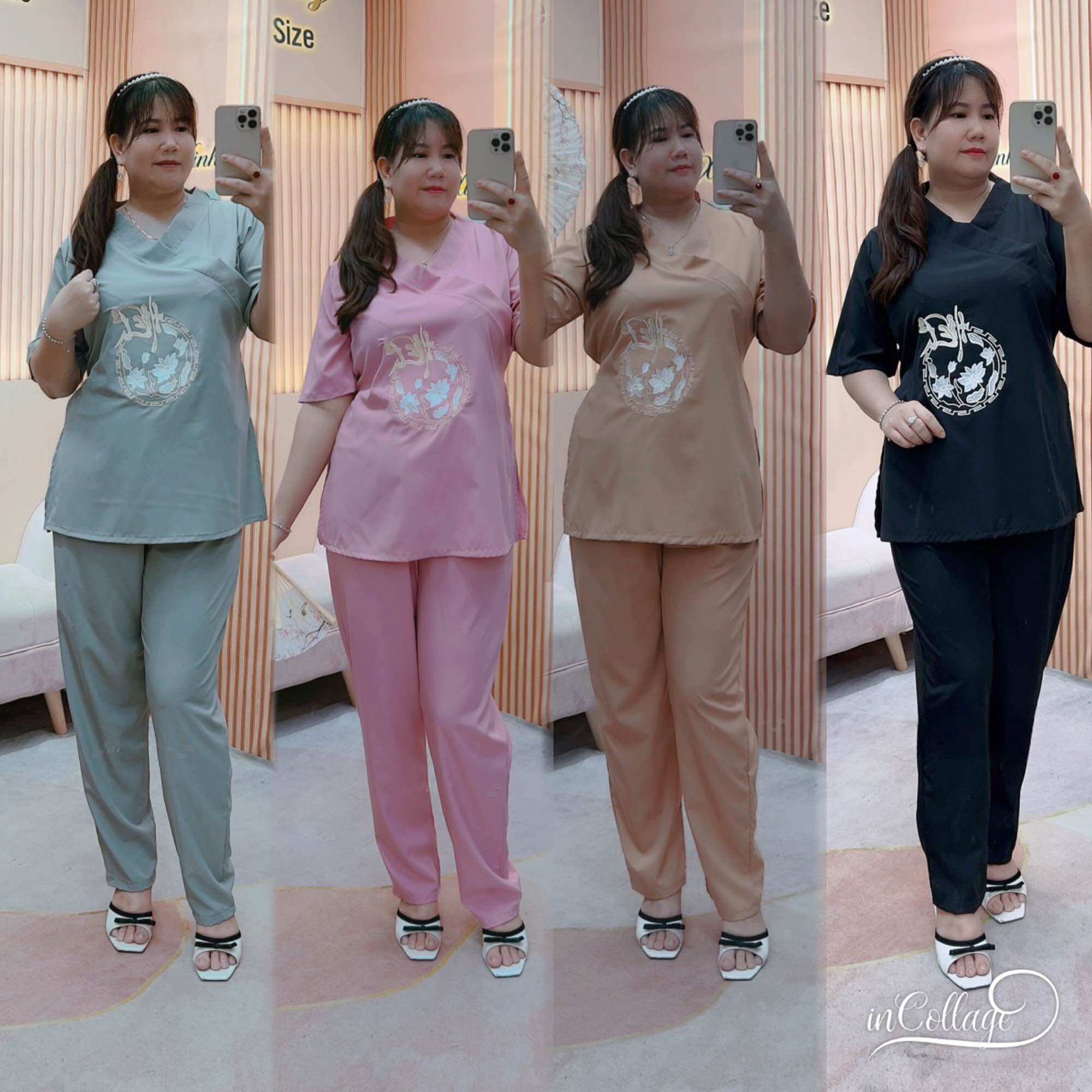 Bộ lam chử hiếu bigsize nữ từ 68kg đến 95kg