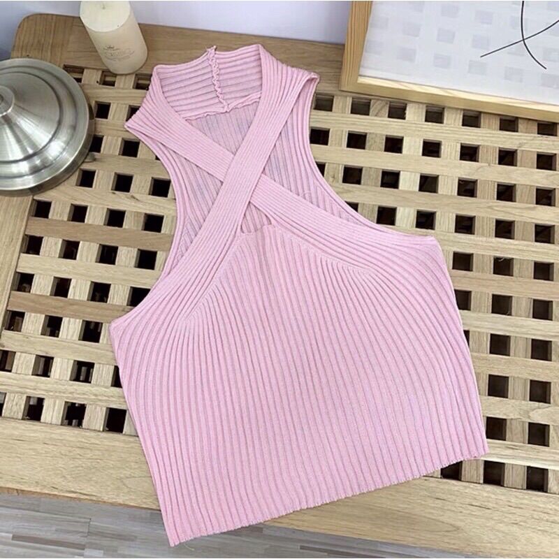 Áo len nữ dây bắt chéo ngực sexy hàng Quảng Châu