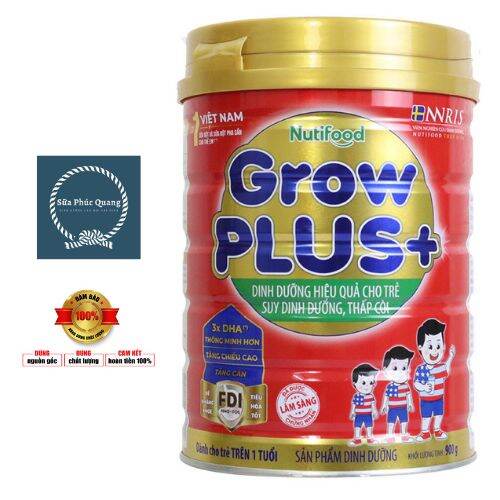Sữa Nutifood Grow Plus+ đỏ lon 900g và 1.5kg dành cho bé từ 1 tuổi trở lên