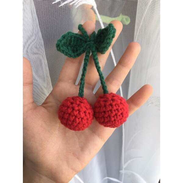 Móc treo khoá quả Cherry/ hoa chuông bằng len [Nấm Handmade]