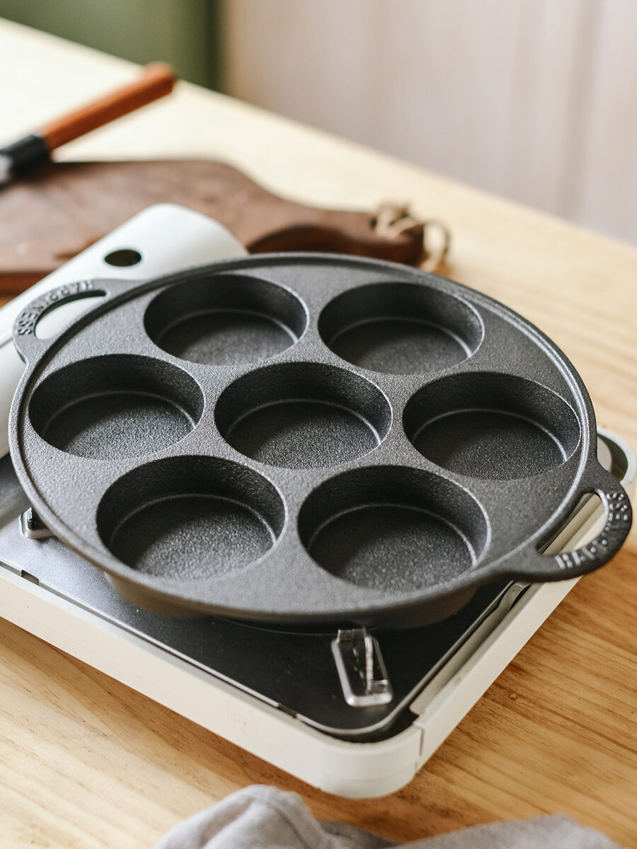 Chảo Chiên Trứng Gang Mẫu Mới Khuôn Máy Làm Bánh Hamburger Trứng Làm Sâu Lòng Nồi Sủi Cảo Trứng Không Tráng Đế Bằng Không Dính Gia Dụng