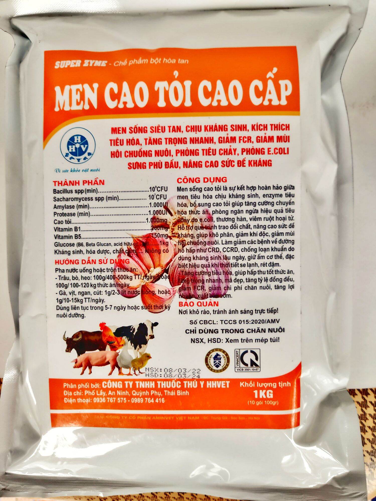 Men cao tỏi cao cấp gói 100g cho gà