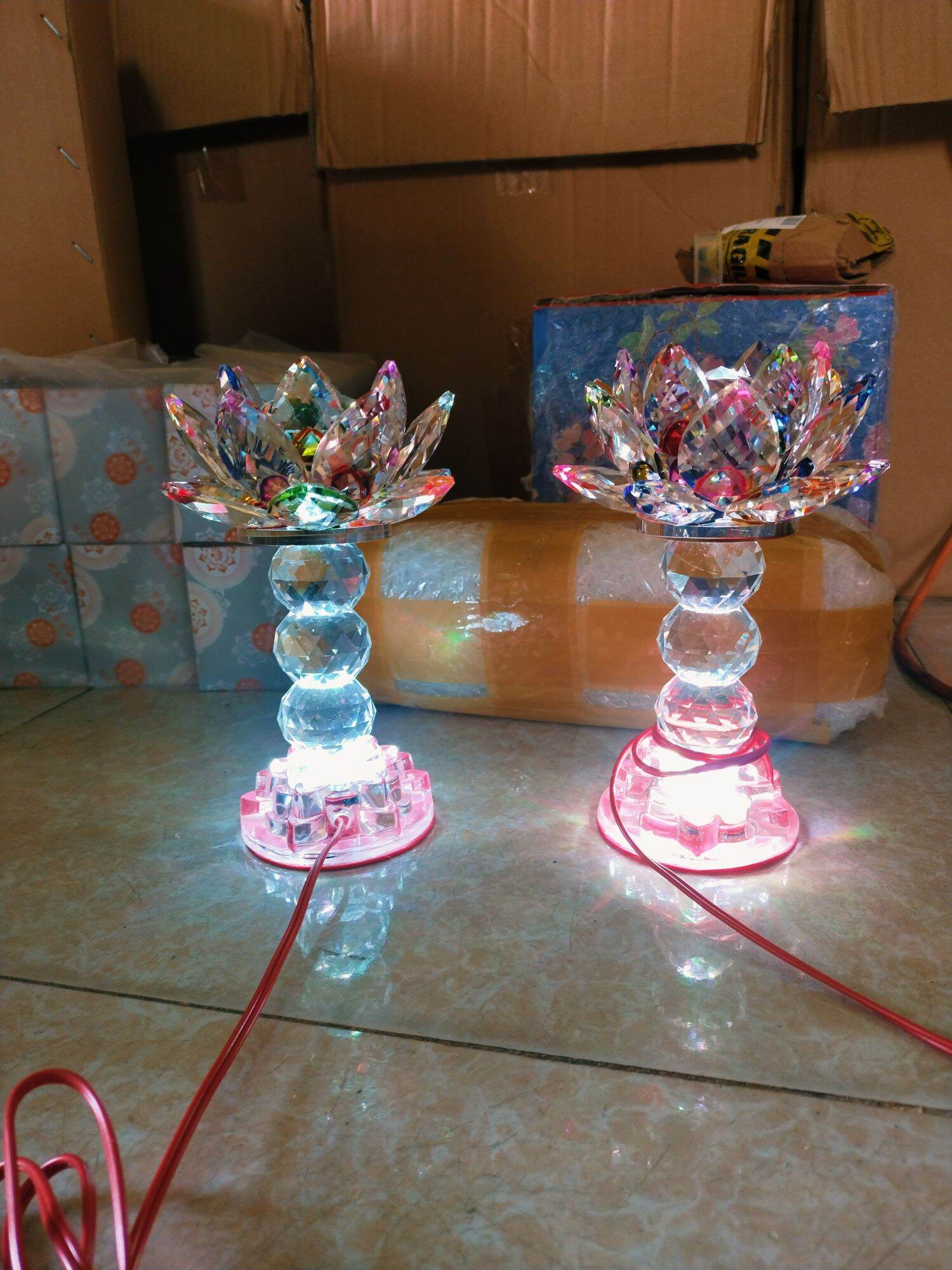 Đèn thờ hoa sen pha lê 103