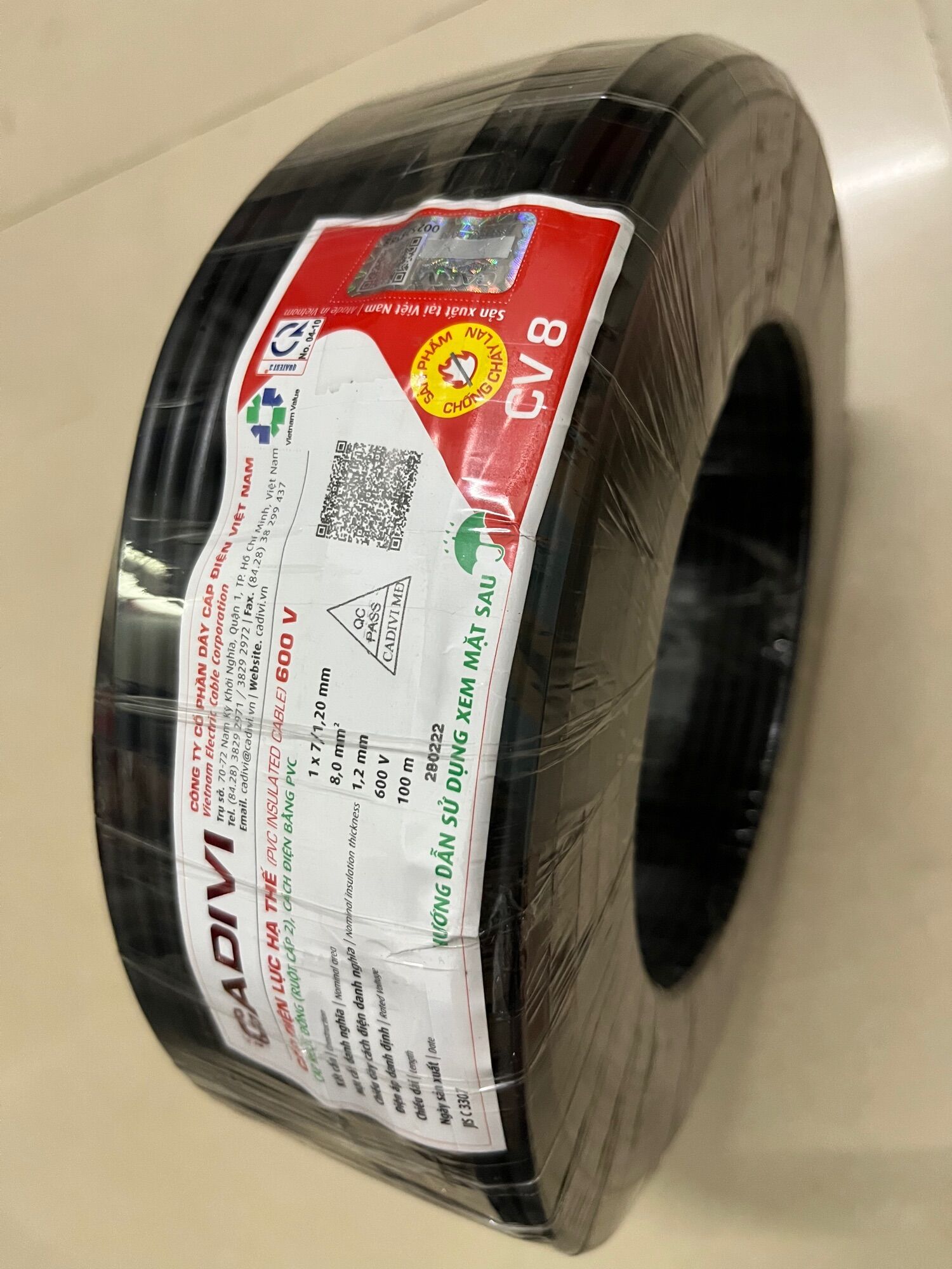 Dây cáp điện đơn CV 8.0 CADIVI. Cuộn 100 m