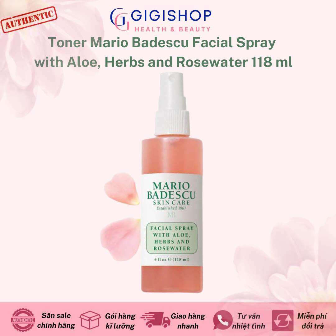 Toner Dạng Xịt Mario Badescu Facial Spray with Aloe, Herbs and Rosewater 118 ml