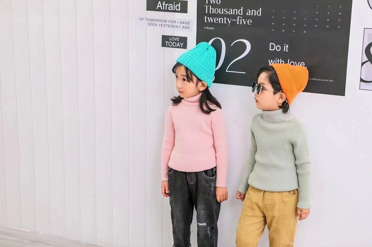 Áo len cao cổ cho bé trai và gái