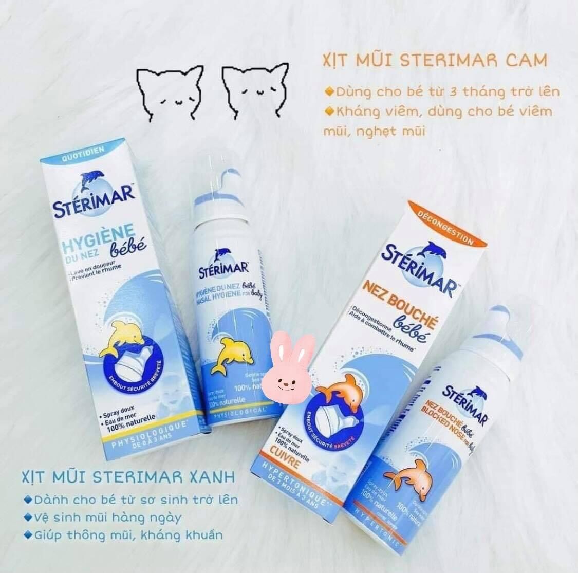 Xịt rửa mũi cá heo Stérimar cho bé từ 0 tháng tuổi (mẫu mới-màu xanh)