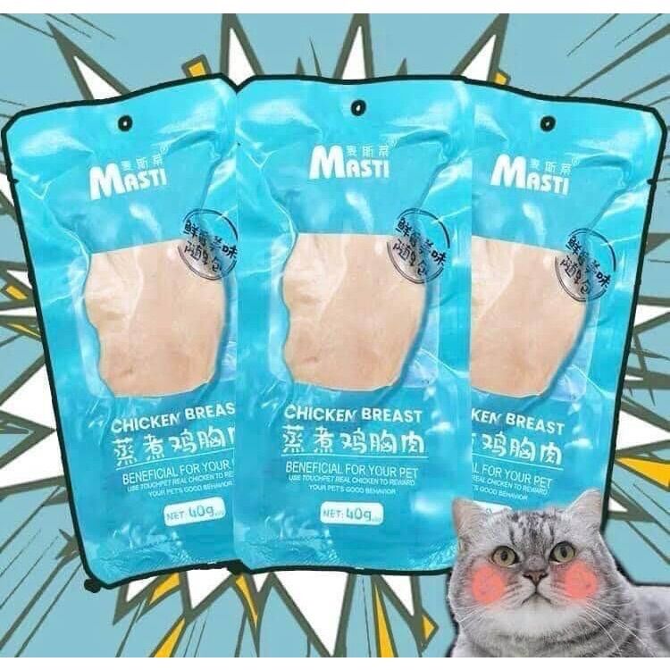 ( Tân phú )Combo 10 gói ức gà hấp ăn liền masti cho mèo