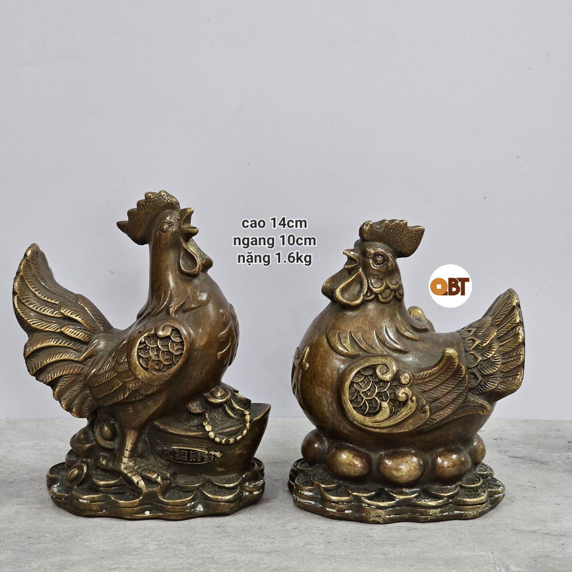 Cặp gà trống mái bằng đồng
