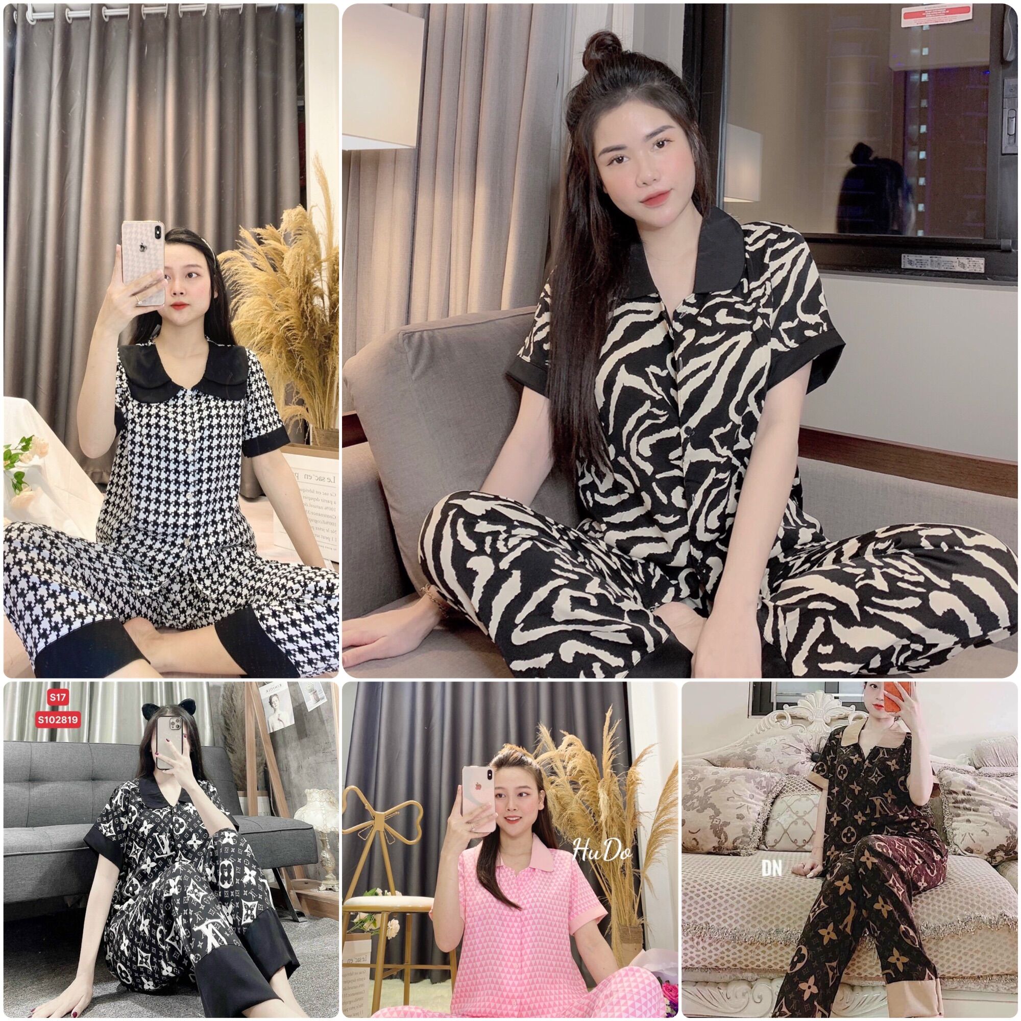 Bộ Pizama mặc nhà tay cộc quần dài hàng lụa mango cao cấp loại 1