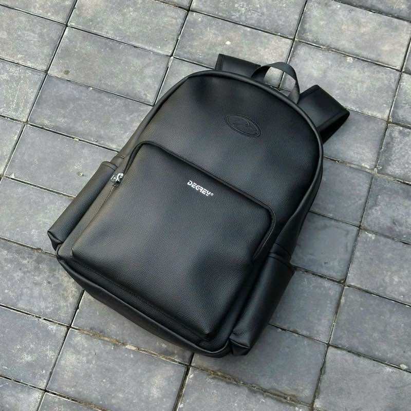 Balo DG Leather Basic Backpack Chất Da Simili Cao Cấp Chống Nước Cặp Da Đi Học Màu Đen Thời Trang Balo 2810 Shop