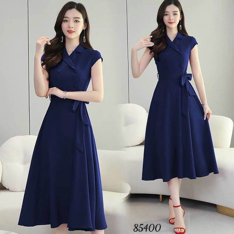 Đầm xòe dự tiệc cổ vest cột eo sang trọng