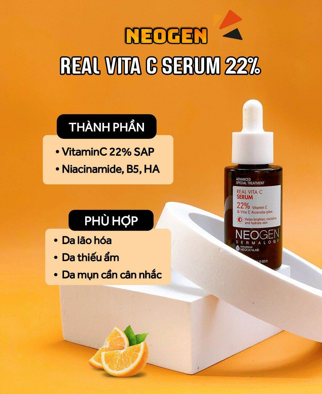 [Hcm][Nhacuabeautyholic] Serum Giúp Mờ Thâm Neogen Real Vita 22%