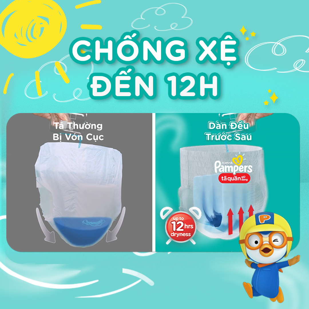 Thùng Tối Ưu Phí Vận Chuyển 3 Gói Tã Quần PAMPERS Giữ Dáng Size XL (96 miếng 12-17kg) Chống Xệ