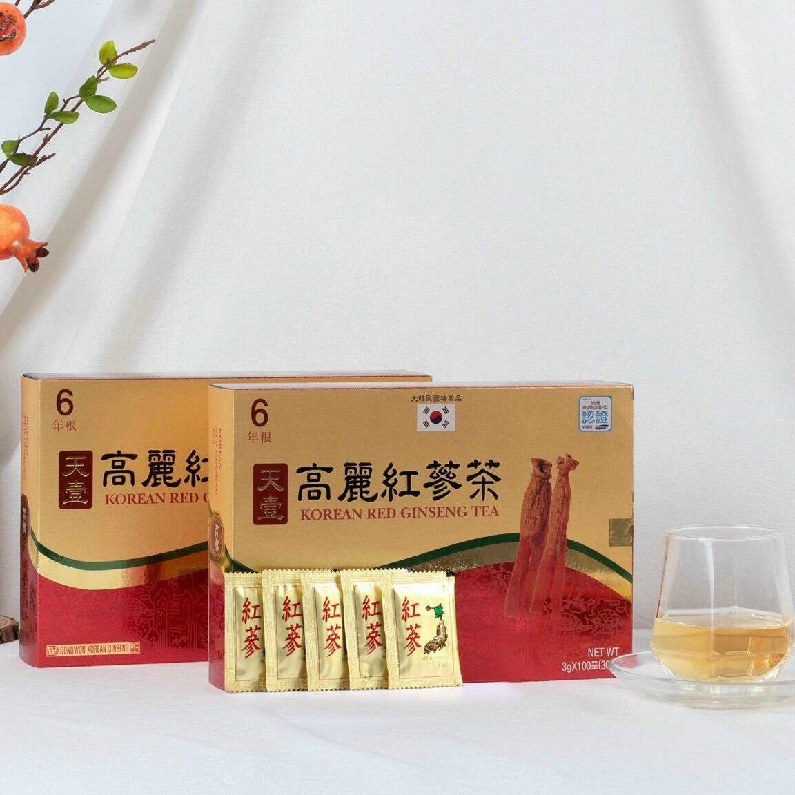 TRÀ HỒNG SÂM Dongwon , bảo vệ sức khoẻ, tăng sức đề kháng, giảm căng thẳng mệt mổ giúp thư giản thoải mái.Hộp 100gói x3g