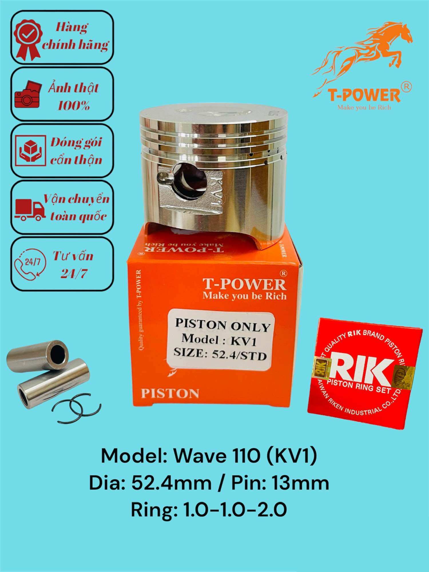 Bộ piston xe máy wave 110cc