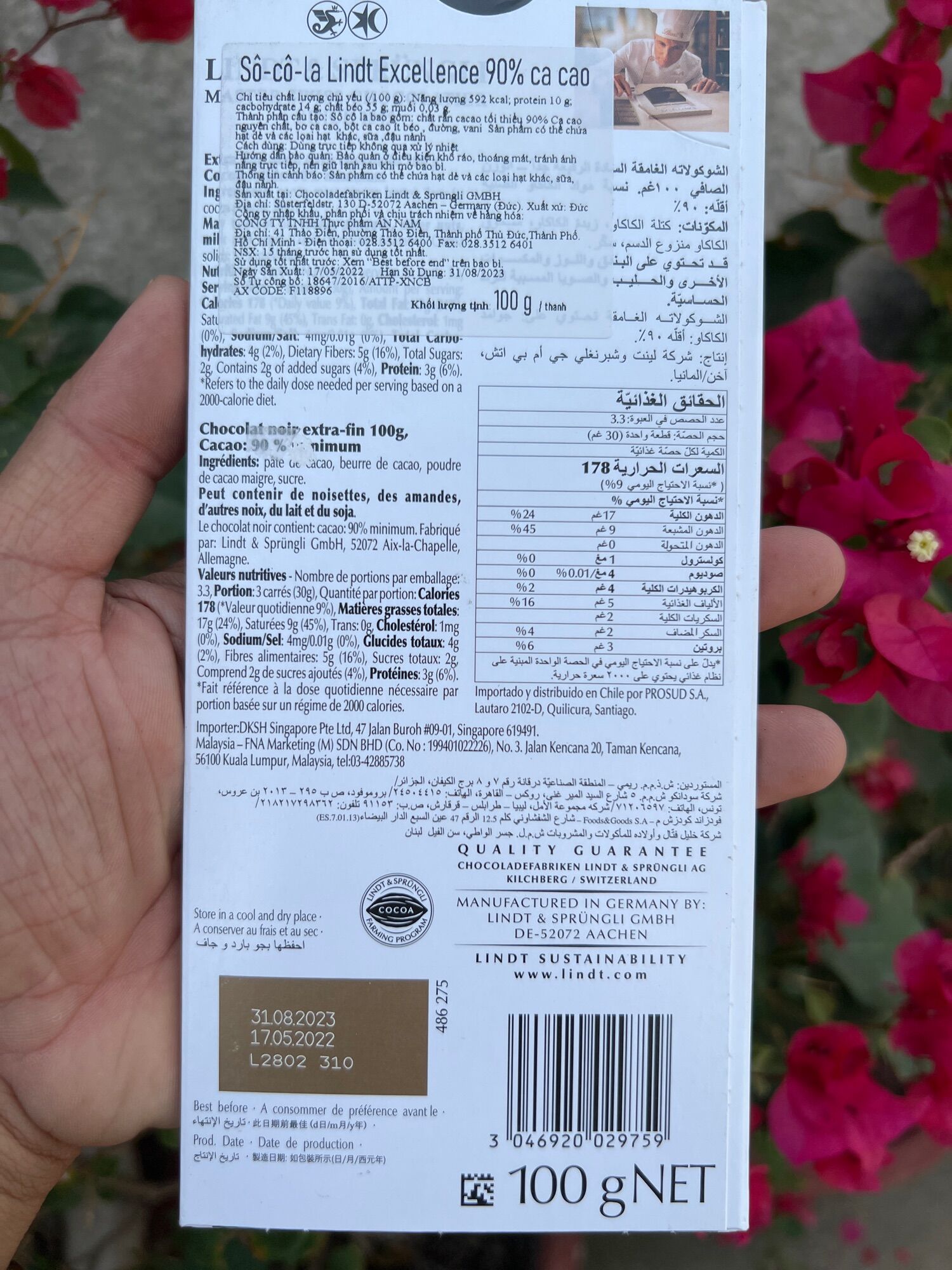 Sôcôla đen Lindt Excellence 90% cacao thanh 100g