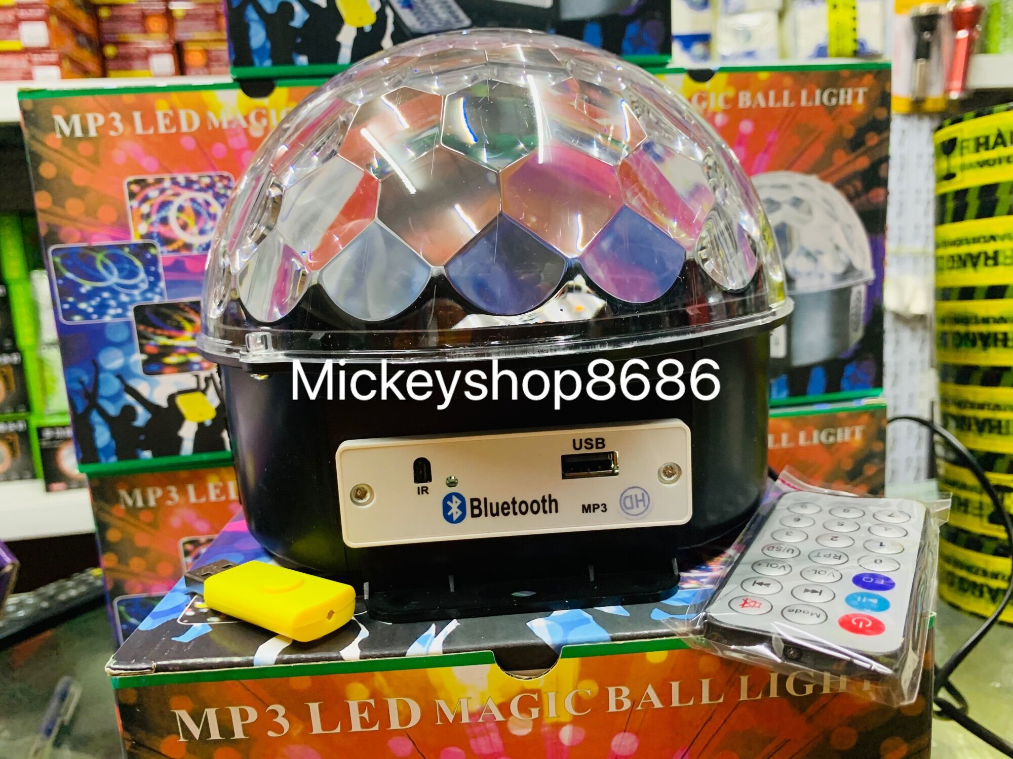 •	Đèn LED Quả Cầu Cảm Ứng Xoay Pha Lê 7 Màu Nháy Theo Nhạc( tặng usb), Đèn Bay Phòng Giá Rẻ, Đèn Cầu Sân Khấu Led Usb 7 Màu Cao Cấp Đa Màu Sắc