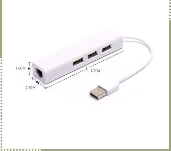 Cáp Chuyển Usb Sang Lan Kèm 3 Cổng Usb 2.0