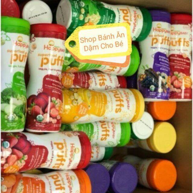 Bánh ăn dặm organic Happy Baby puffs 60g cho bé từ 6 tháng