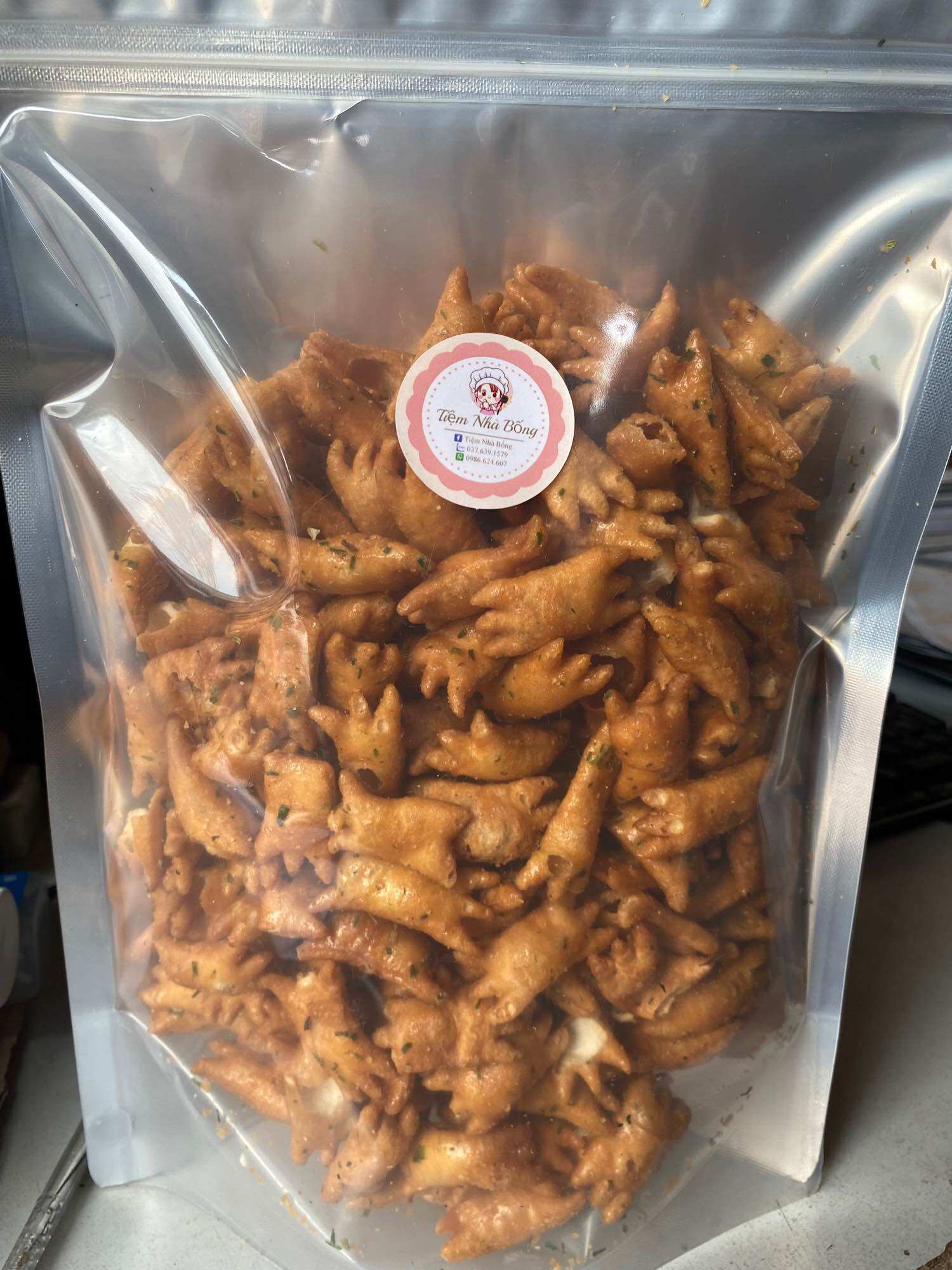 1kg snack cua mỡ hành phomai, đóng túi zip