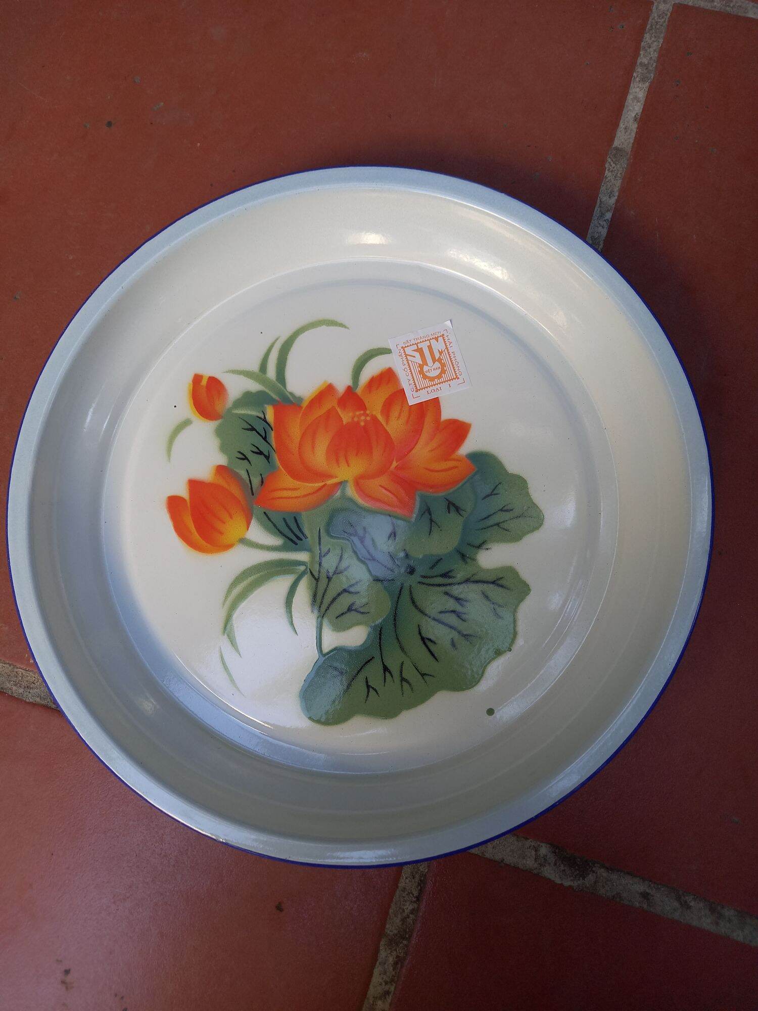 khay sắt tráng men thời bao cấp hàng tồn kho kt 30 cm