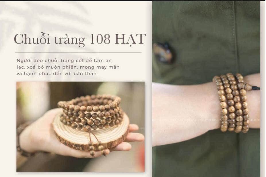 Chuỗi 108 hạt trầm hương tốc tự nhiên