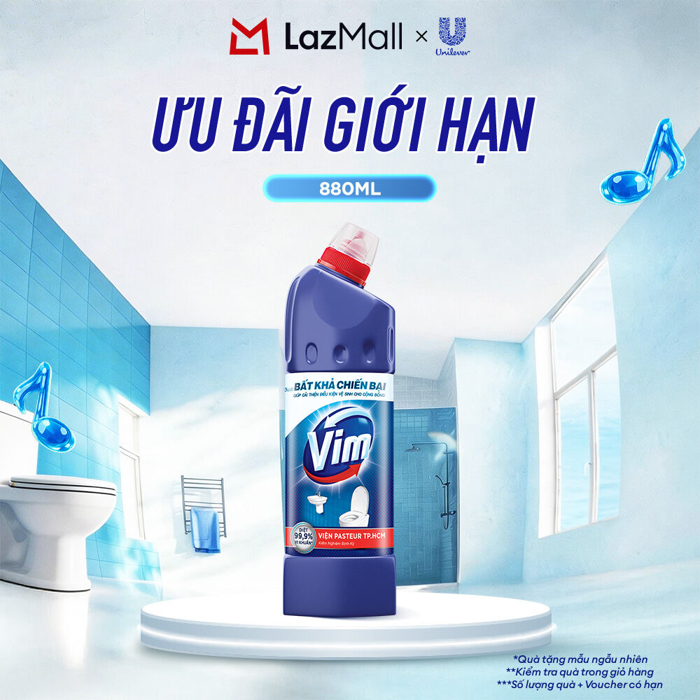 Nước tẩy bồn cầu vim diệt khuẩn diệt 99,9% vi khuẩn 880ml