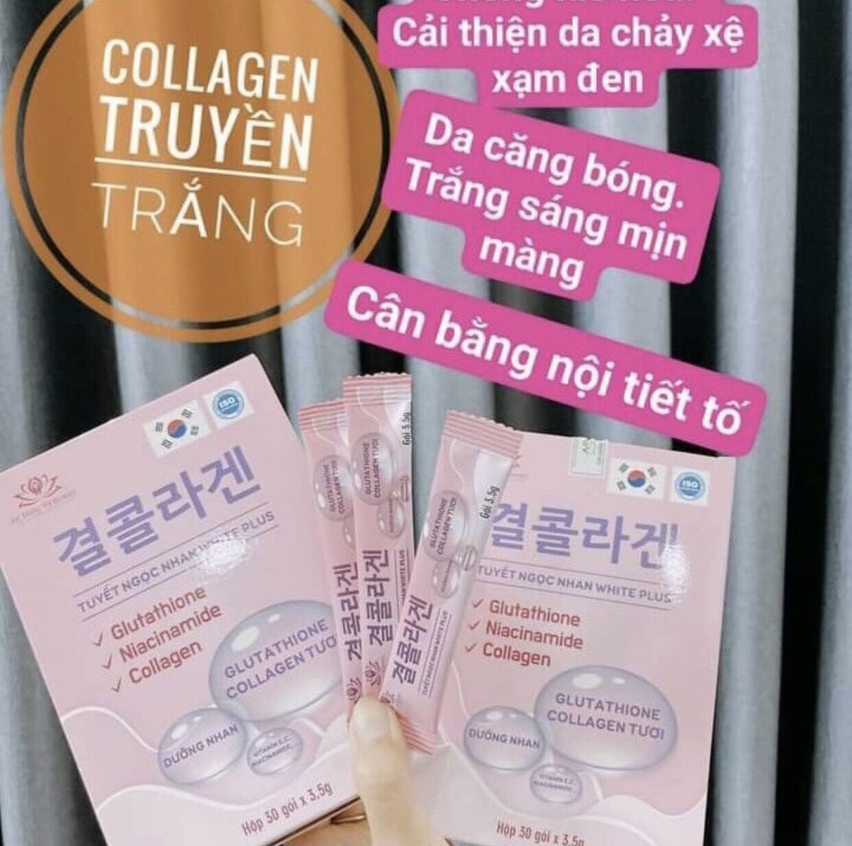 Tuyết Ngọc Nhan WHITE PLUS Colagen Truyền Trắng HANY Hộp 30 gói [ Đủ Tem Chính Hẵng ]