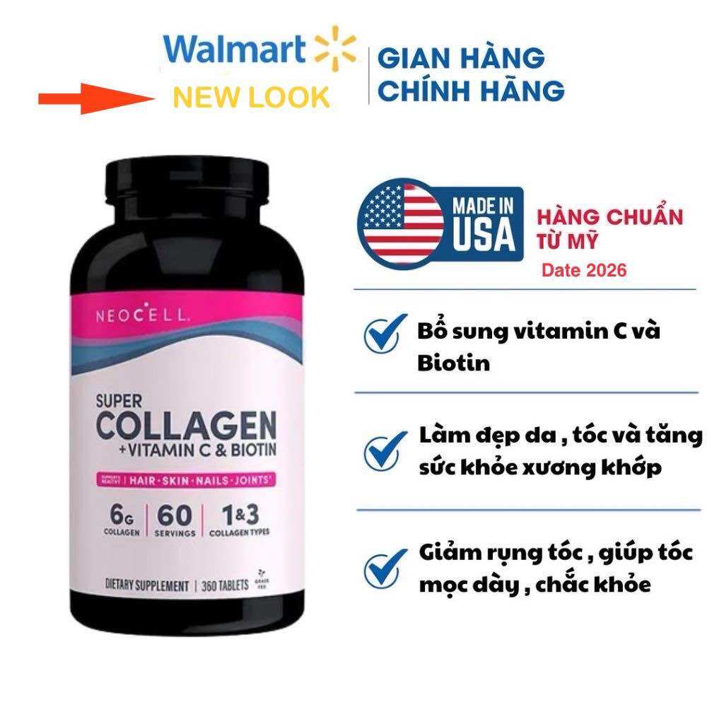 Super Collagen Neocell +C 6000 Mg chai 360 viên