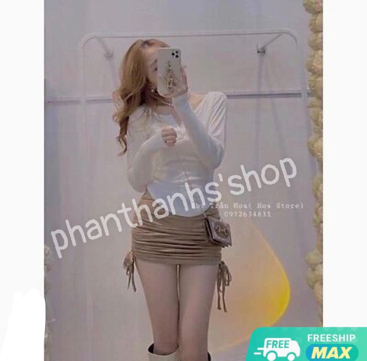 quần giả váy váy rút dây 2 bên eo