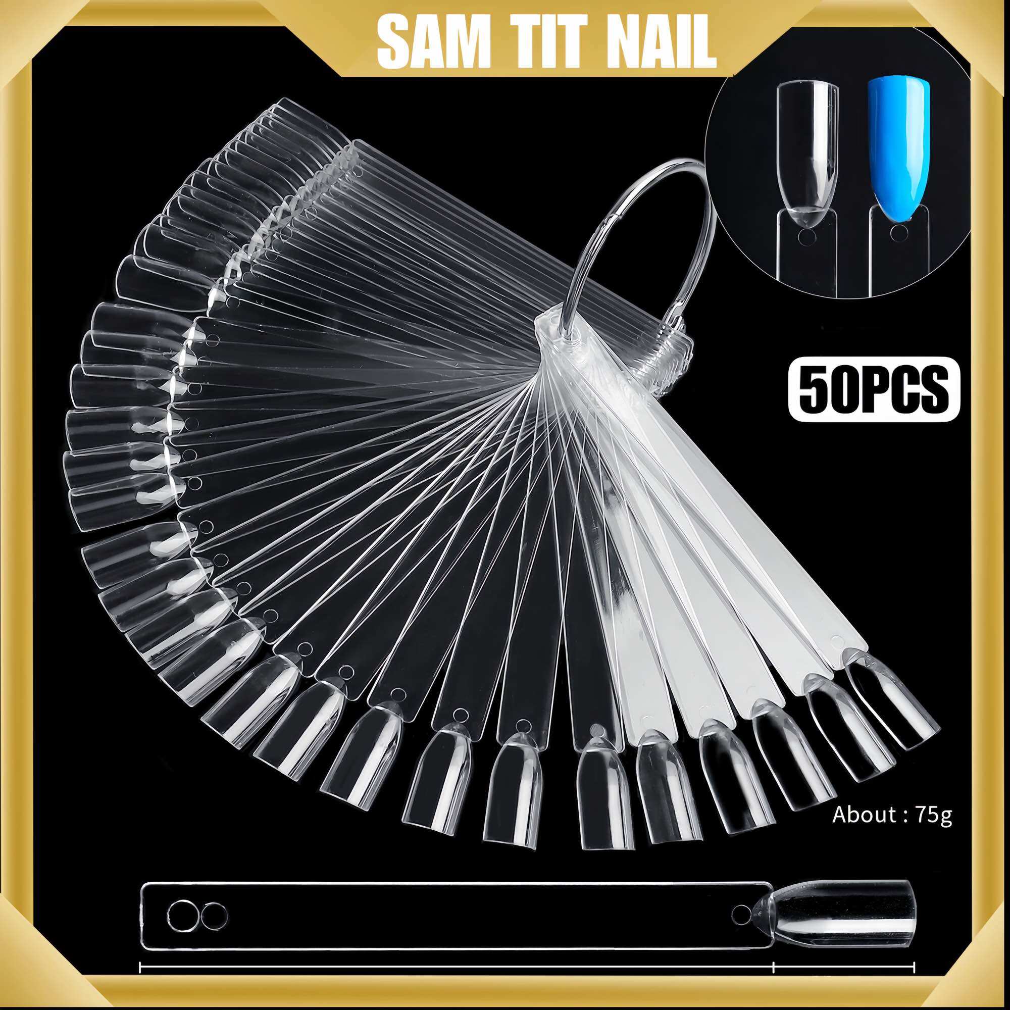Móng que học nail đủ các form (túi 50móng) - Móng que vuông, nhọn, thang, bầu