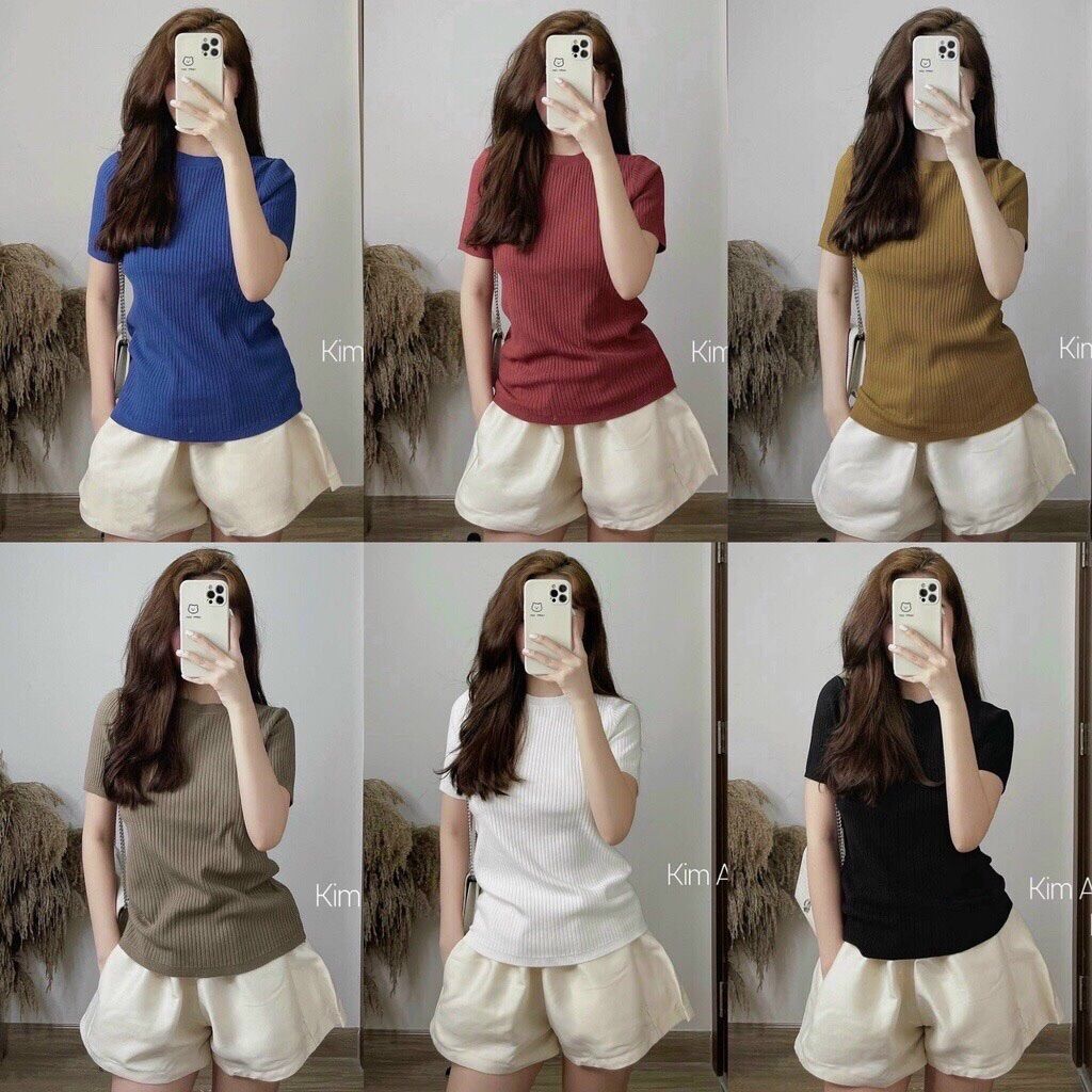 3029. ÁO THUN LEN GÂN TAY NGẮN BASIC